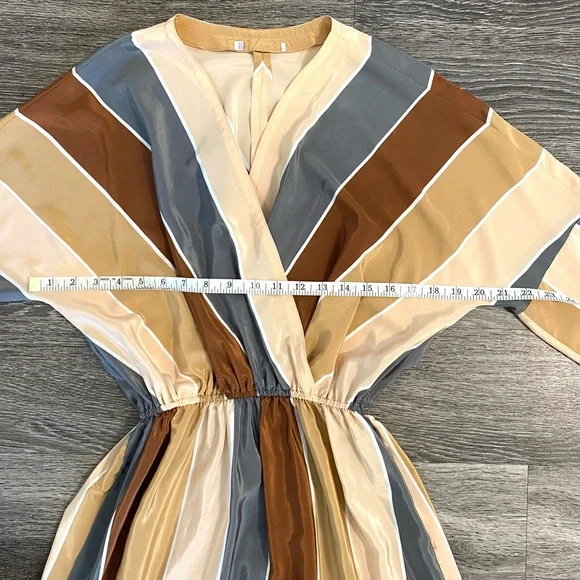 Vintage striped wrap front midi dress - Picture 10 of 13